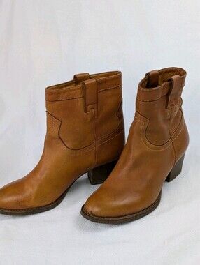 Women's Tan Italian Leather Western Booties 6.5/7